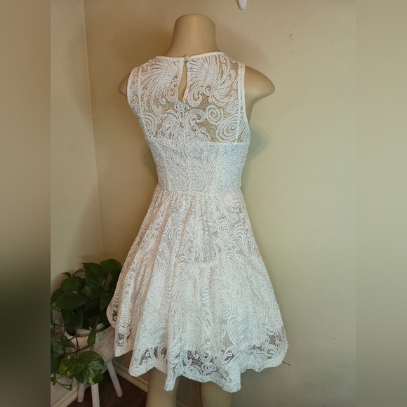 Chic White Lace Mini Dress - Picture 3 of 10
